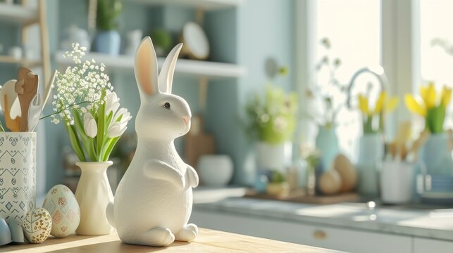 minimal easter decor in the kitchen