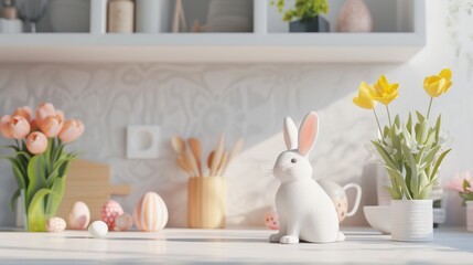 minimal easter decor in the kitchen