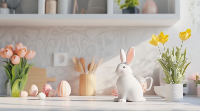 minimal easter decor in the kitchen