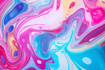 Fototapeta na wymiar Abstract background of blue and pink paint mixing in water closeup - Ai Generated