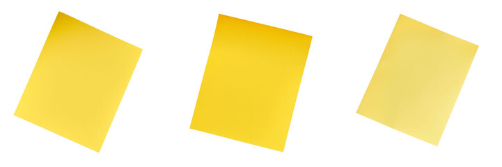 Yellow Sticky Note Set Isolated on Transparent or White Background, PNG
