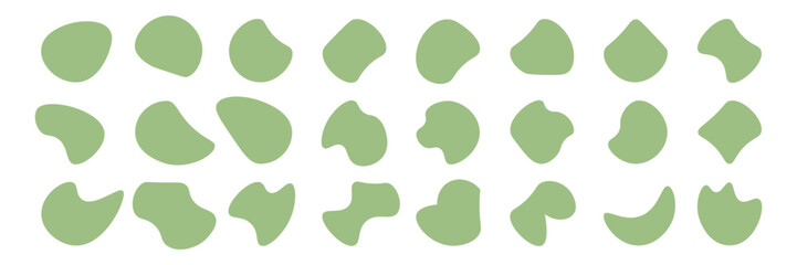 Abstract green organic amoeba blob shape with vector illustration. Collection of irregular round stain shape graphic elements. vector