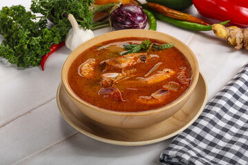 Thai Tom Yam soup with prawn