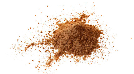 Cinnamon Ceylon ground, pile scattered isolated on white, clipping path - obrazy, fototapety, plakaty