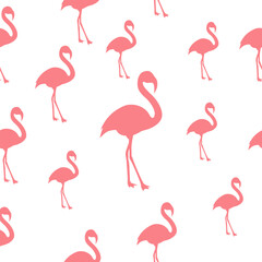 Flamingos seamless pattern isolated on white background