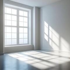 empty white wall of the room with a shadow from the window
