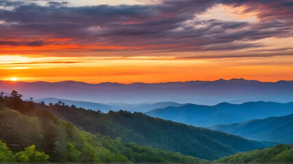 Obraz premium Smoky mountain sunset