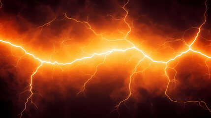 Roaring thunderstorm, shocking lightning shines in the dark sky