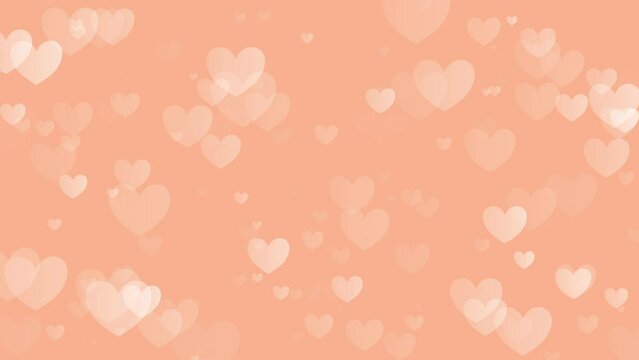 Peach fuzz hearts animated abstract background Valentine's Day, love, romance, wedding motion graphics template 4k video clip in elegant pastel colors.