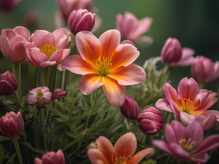Blossoms Unveil Nature's Renewal in Captivating Photographs - A Kaleidoscope of Colors on a Lush Green Canvas.