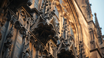A historic cathedral with intricate gothic architecture featuring flying buttresses and detailed sculptures.