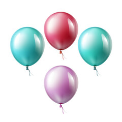 balloons set isolated on transparent and white background. Ideal for use in advertising. Generative ai