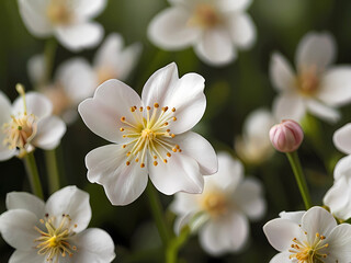 Obraz premium Blossoms Unveil Nature's Renewal in Captivating Photographs - A Kaleidoscope of Colors on a Lush Green Canvas.