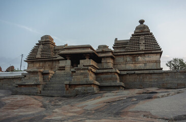 Hemakuta Hill Temple Complex on the gentle slopes of Hemakuta Hill. Hampi. India.