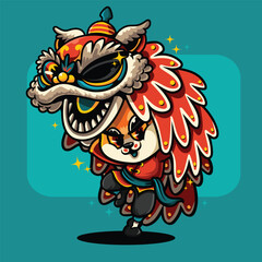 Shiba Inu Character Lion Dance Gong Xi Fa Cai