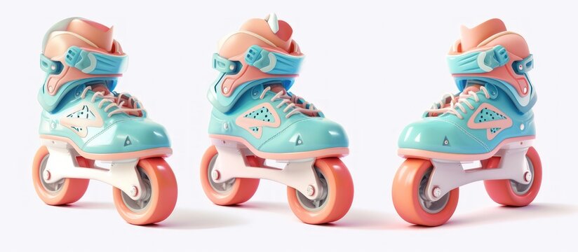 3D rendering Trendy child Roller skates isolated on white background. AI generated image