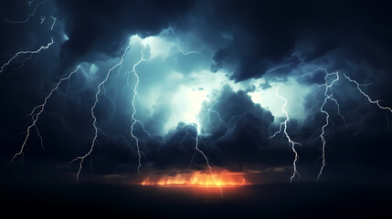 Lightning storm over natural landscape