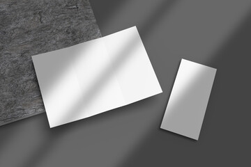 Trifold elegant Brochure Mockups with Shadow Overlay