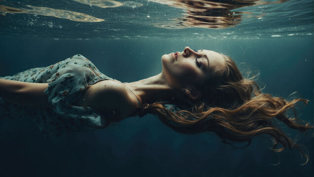 Aqua Allegory: The Girl's Submerged Journey