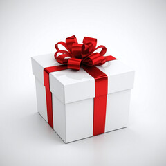 Gift box with ribbon 3D rendered present box on isolated white background
