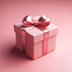Obraz premium Elegant Pink Gift Box with Satin Ribbon