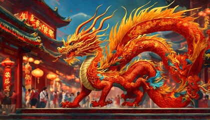 An excellent picture showing the dragon, which is one of the aspects of the Chinese New Year celebration