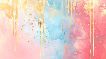 colorful watercolor background with drips in - obrazy, fototapety, plakaty