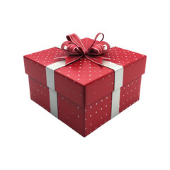 Obraz premium red gift box with a white ribbon isolated on transparent background