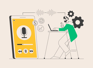 Podcast content abstract concept vector illustration.
