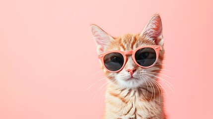 abby cat kitty kitten in sunglass shade glasses isolated on solid pastel background