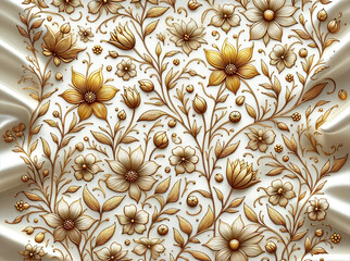 Floral Background of Metallic Golden Flowers
