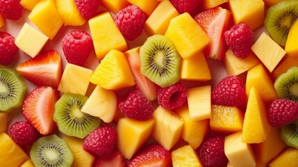 Cubed fresh organic fruit background