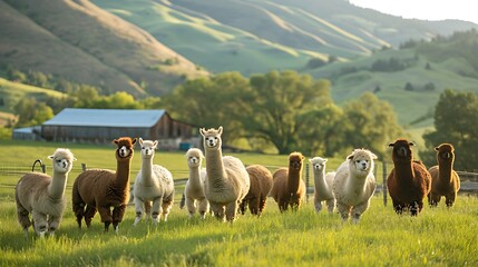 Fototapeta premium Alpacas on a farm in Oregon