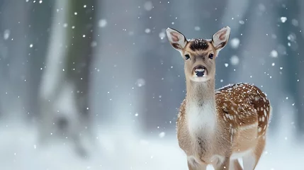 Foto op Canvas animals in their winter settings like a deer in the snow © James