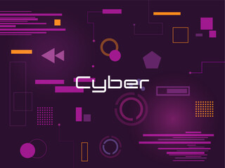 Bright design templates in cyberpunk style. Geometric shapes and figures