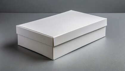 closed shoe white paper box on gray background with clipping path