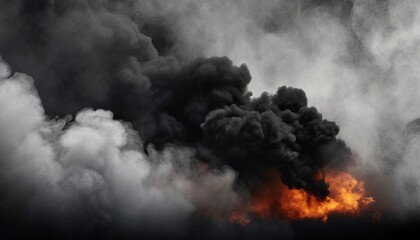 dramatic black smoke from a fire