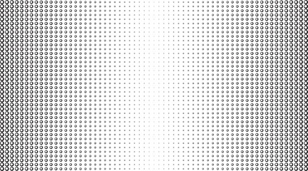 Abstract black rings with halftone effect on a transparent background. Blurred gradient texture