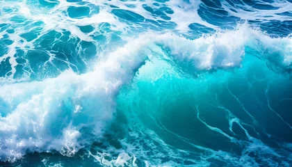 Foto op Canvas abstract water ocean wave blue aqua teal texture blue and white water wave web banner graphic resource as background for ocean wave abstract backdrop for copy space text © Adrian