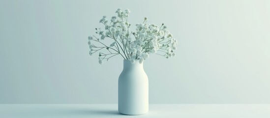 White plant flowers in the white bottle isolated background. AI generated image