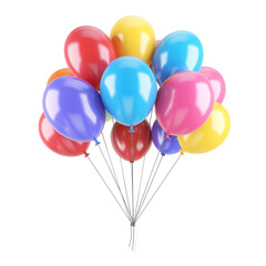 3d rendering Colorful balloons isolated on transparent background