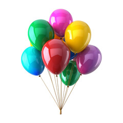 3d rendering Colorful balloons isolated on transparent background