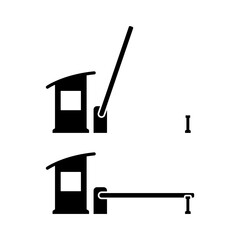 Booth and barrier icon. Black silhouette. Front side view. Vector simple flat graphic illustration. Isolated object on a white background. Isolate.
