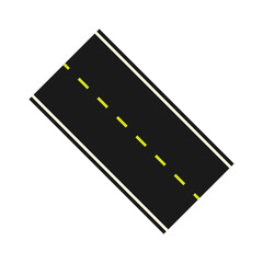 Asphalt road with markings icon. Colored silhouette. Top front view. Vector simple flat graphic illustration. Isolated object on a white background. Isolate.