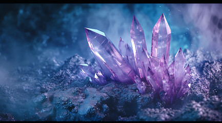 crystal crystal on a rock in - obrazy, fototapety, plakaty