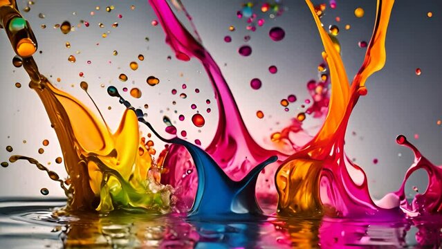 Colorful water splash motion