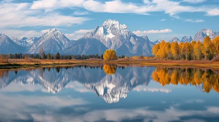 Foto auf Acrylglas Teton Range  Grand Tetons and reflection