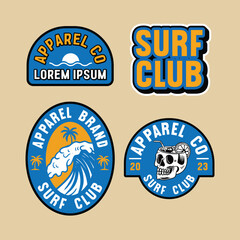 set of summer badges design, vintage emblem design, editable text