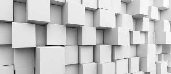 Random white cubes backdrop background. AI generated image