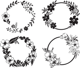 Set Flower frames. Hand drawn vector illustration	